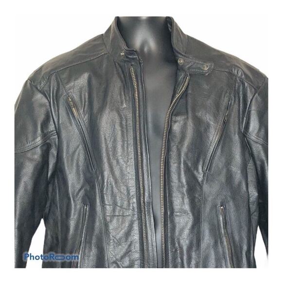 Vintage Hot Leathers Black Vented Motorcycle Jacket Men’s 48 - Picture 3 of 10